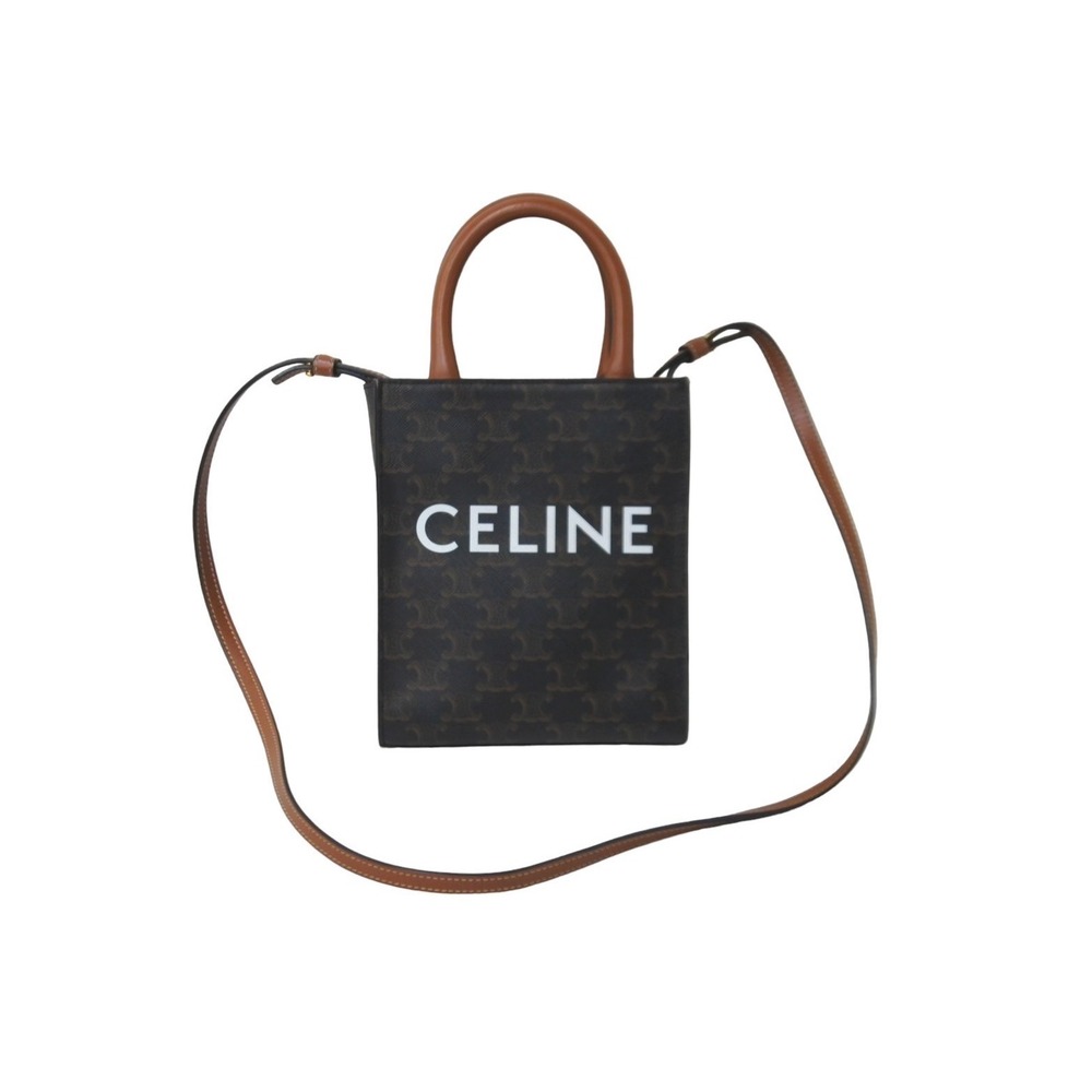 CELINE Vertical Triomphe Canvas Handbag Logo - Picture 1 of 9